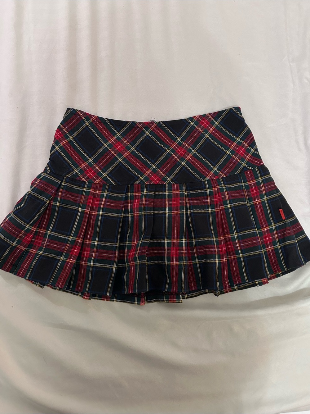 Tripp NYC Navy Red Plaid Mini Pleated Skirt